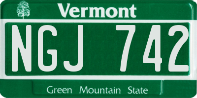 VT license plate NGJ742