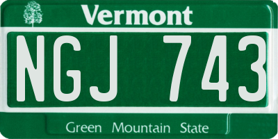 VT license plate NGJ743
