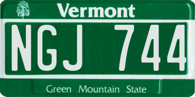 VT license plate NGJ744