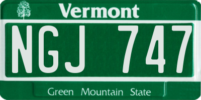 VT license plate NGJ747