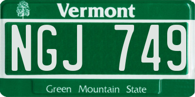 VT license plate NGJ749