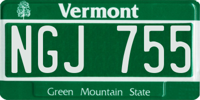 VT license plate NGJ755
