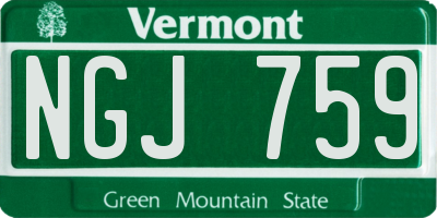 VT license plate NGJ759