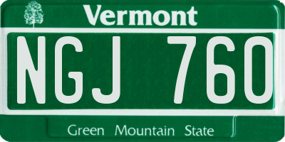 VT license plate NGJ760