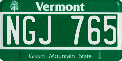 VT license plate NGJ765