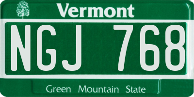 VT license plate NGJ768
