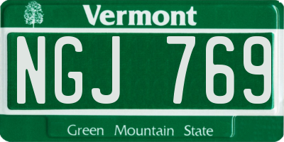 VT license plate NGJ769