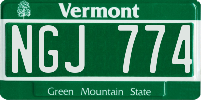 VT license plate NGJ774