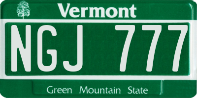 VT license plate NGJ777
