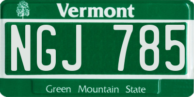 VT license plate NGJ785