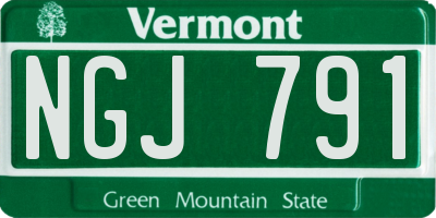 VT license plate NGJ791