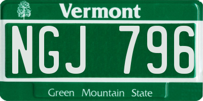 VT license plate NGJ796