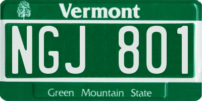 VT license plate NGJ801