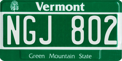 VT license plate NGJ802