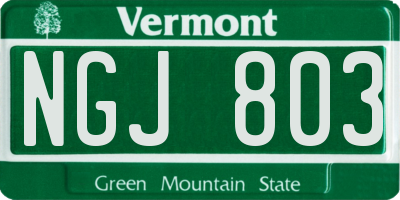 VT license plate NGJ803