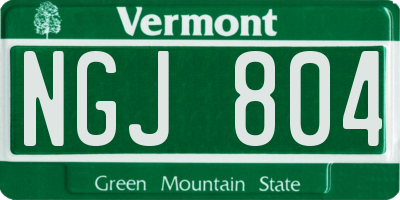 VT license plate NGJ804
