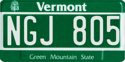 VT license plate NGJ805