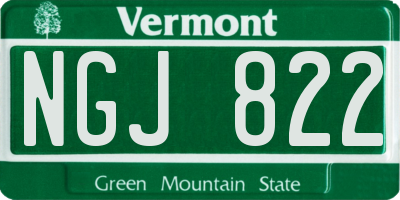 VT license plate NGJ822