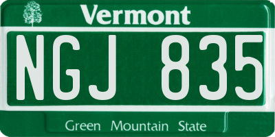VT license plate NGJ835