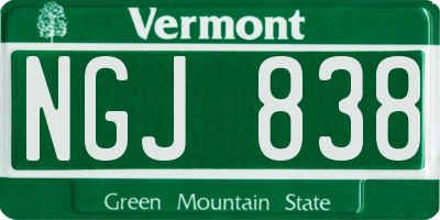 VT license plate NGJ838