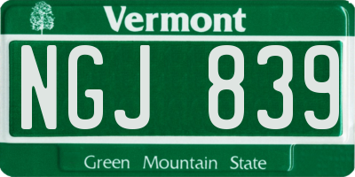 VT license plate NGJ839