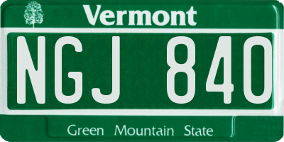 VT license plate NGJ840