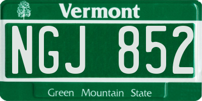 VT license plate NGJ852