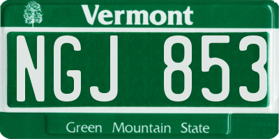 VT license plate NGJ853