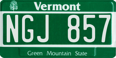 VT license plate NGJ857