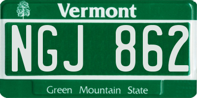VT license plate NGJ862
