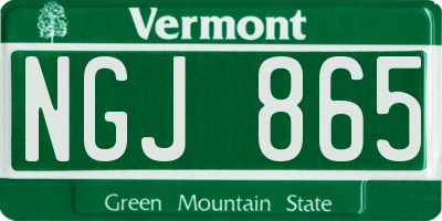 VT license plate NGJ865