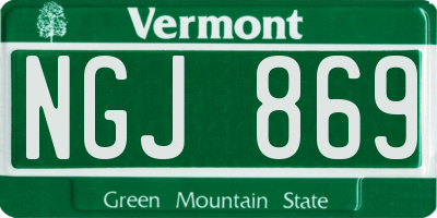 VT license plate NGJ869