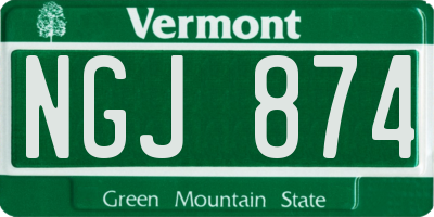 VT license plate NGJ874