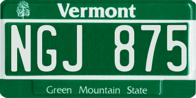 VT license plate NGJ875