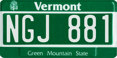 VT license plate NGJ881