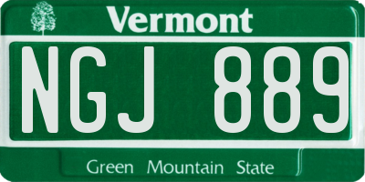 VT license plate NGJ889