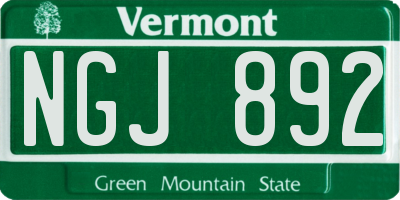 VT license plate NGJ892
