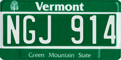 VT license plate NGJ914