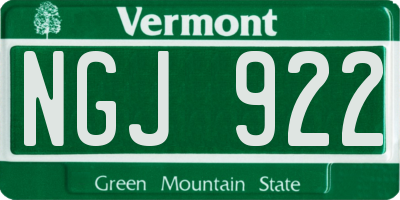 VT license plate NGJ922