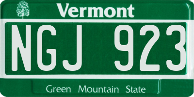 VT license plate NGJ923