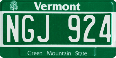 VT license plate NGJ924