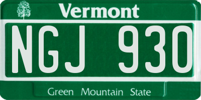 VT license plate NGJ930