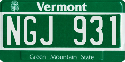 VT license plate NGJ931