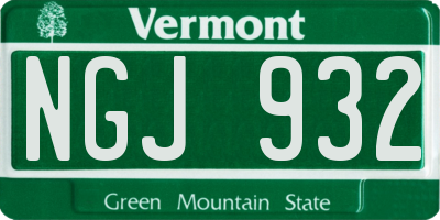 VT license plate NGJ932