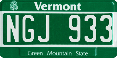 VT license plate NGJ933
