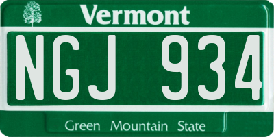 VT license plate NGJ934