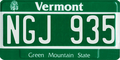 VT license plate NGJ935