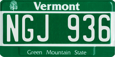 VT license plate NGJ936