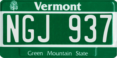 VT license plate NGJ937