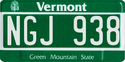 VT license plate NGJ938